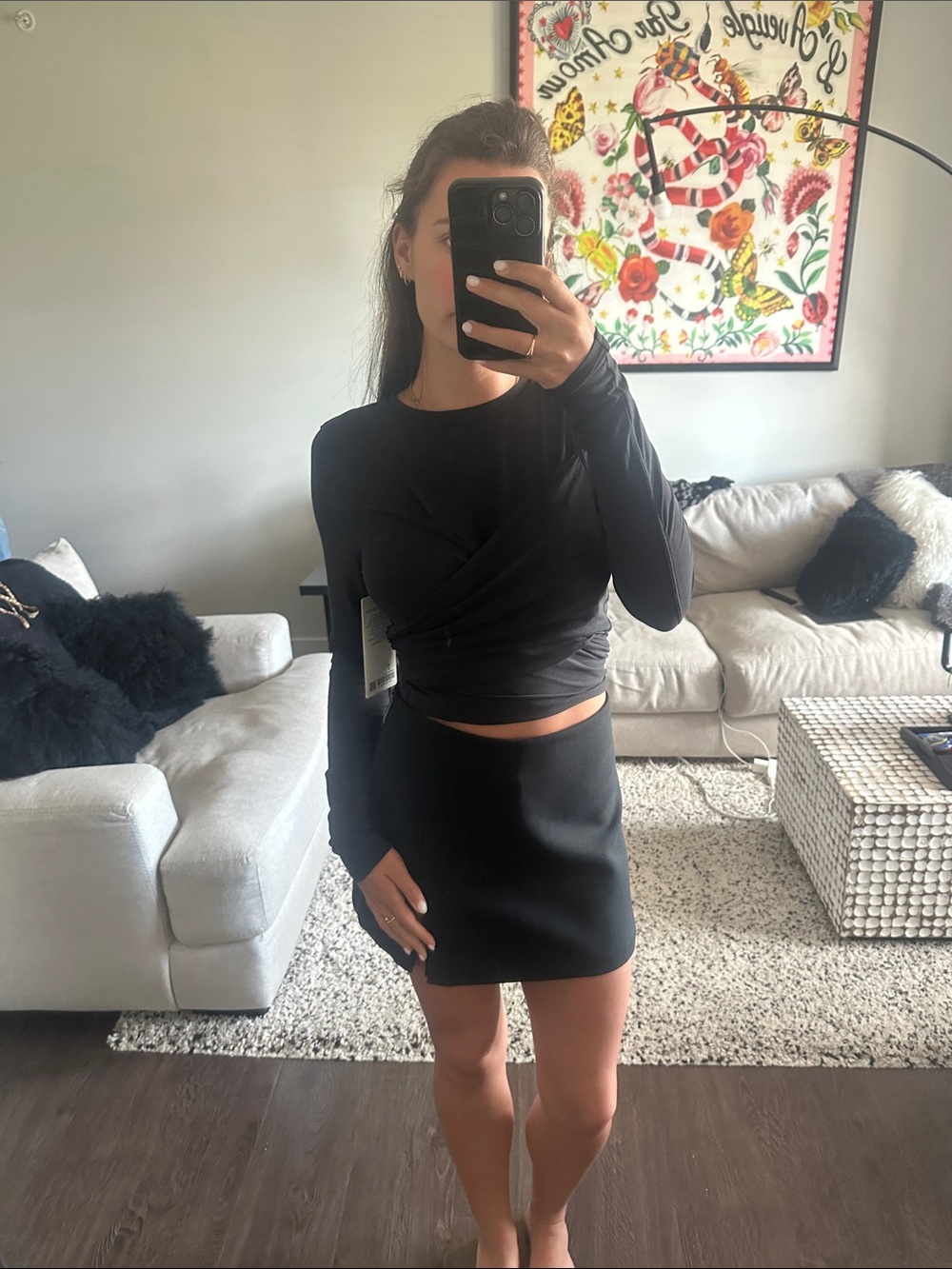 Lululemon Athletica Black Long Sleeve Crop T-Shirt
